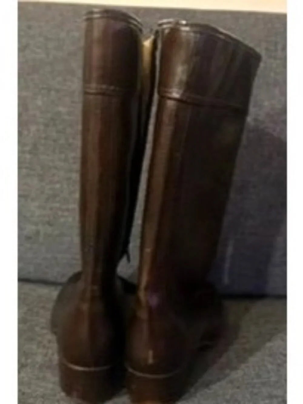 Vintage Brown Faux Leather Women’s Knee-High Boots Size 9 Low Heel Fuzzy LIned